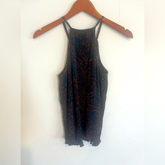 Banana Republic Factory blue and orange pleated halter tank - Picture 3 of 6